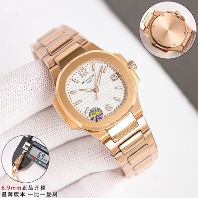 Patek Philippe geneve quartz watch Nautilus 32mm Swiss Quartz Movement 316L Steel White/Rose Gold/Pink Dial Women Watch